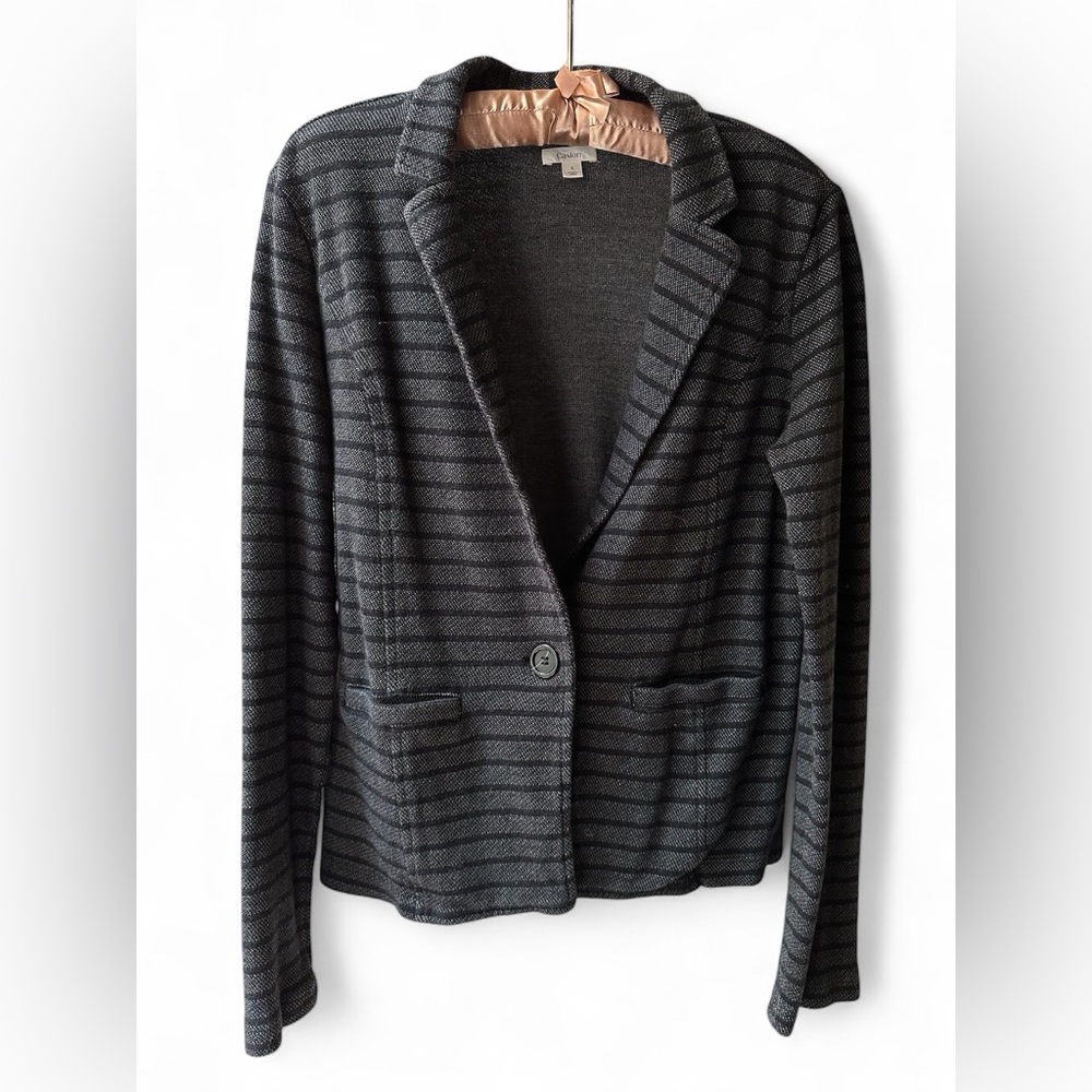 Caslon knit blazer. Black & dark grey. Sz. L